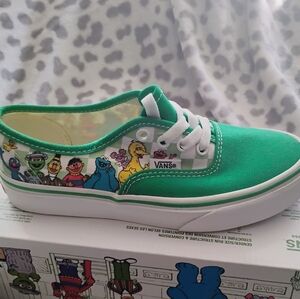 Vans Green Sneakers with Sesame Street Characters. Very Cute!!